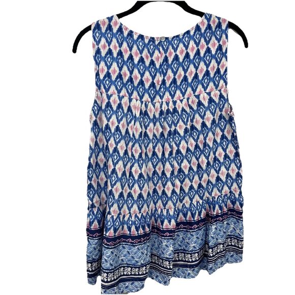 NWT Beach Lunch Lounge Blue Kaylee Sleeveless Peplum Top - Moroccan Tile -Size S - Picture 3 of 11